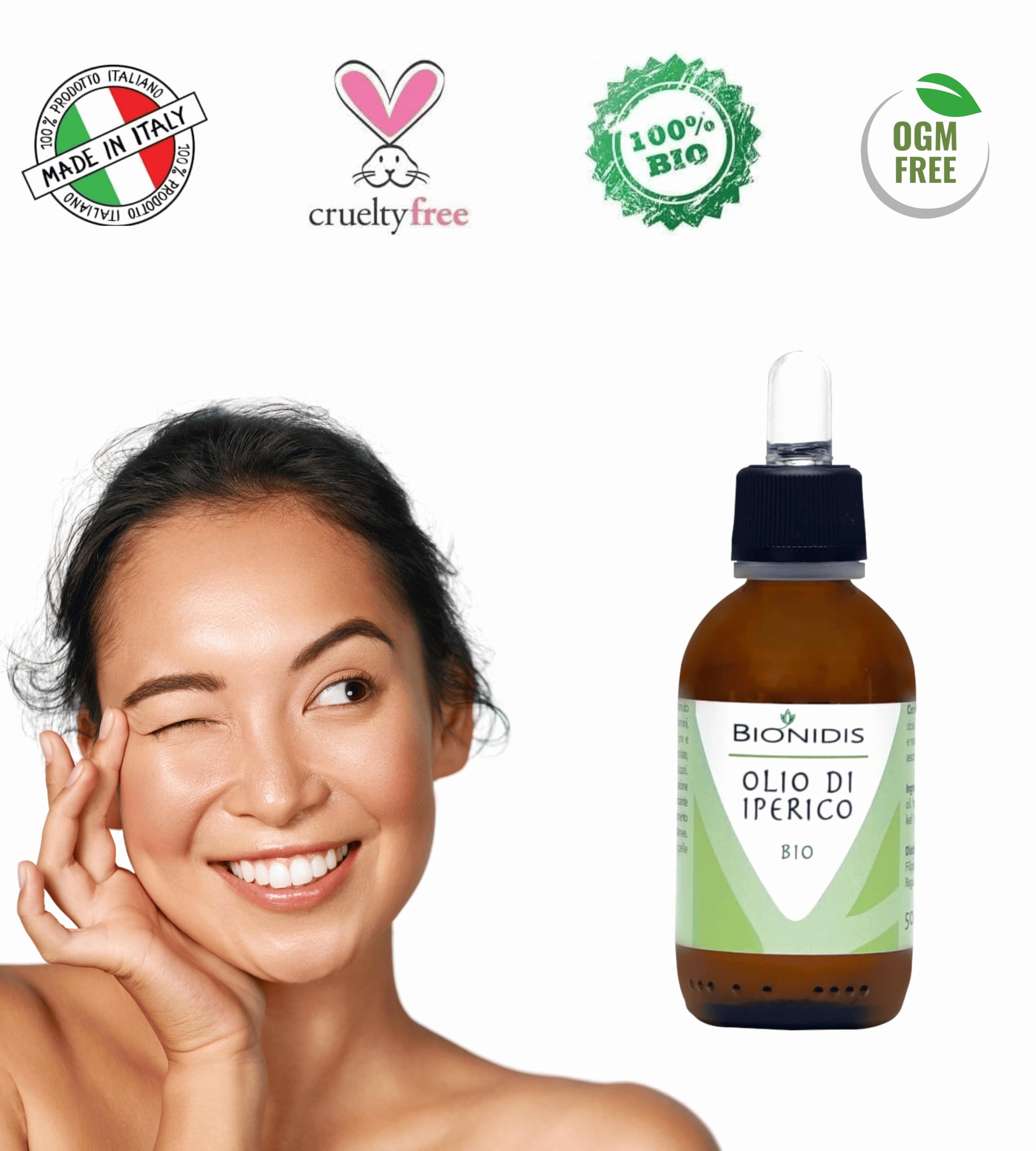 BIONIDIS – Olio di Iperico Puro Biologico Lenitivo e Rigenerante, Bio Oil Smagliature e Cicatrici 50 ml