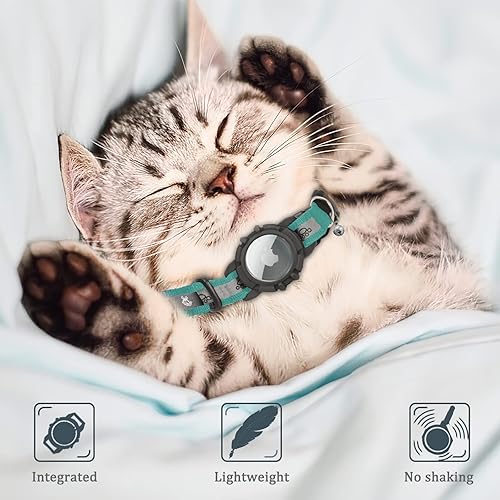 Miniatura 4 de FEEYAR - Collar reflectante para gatos AirTag collar para gatos con GPS integrado con soporte para Apple Air Tag y campana collares de seguridad