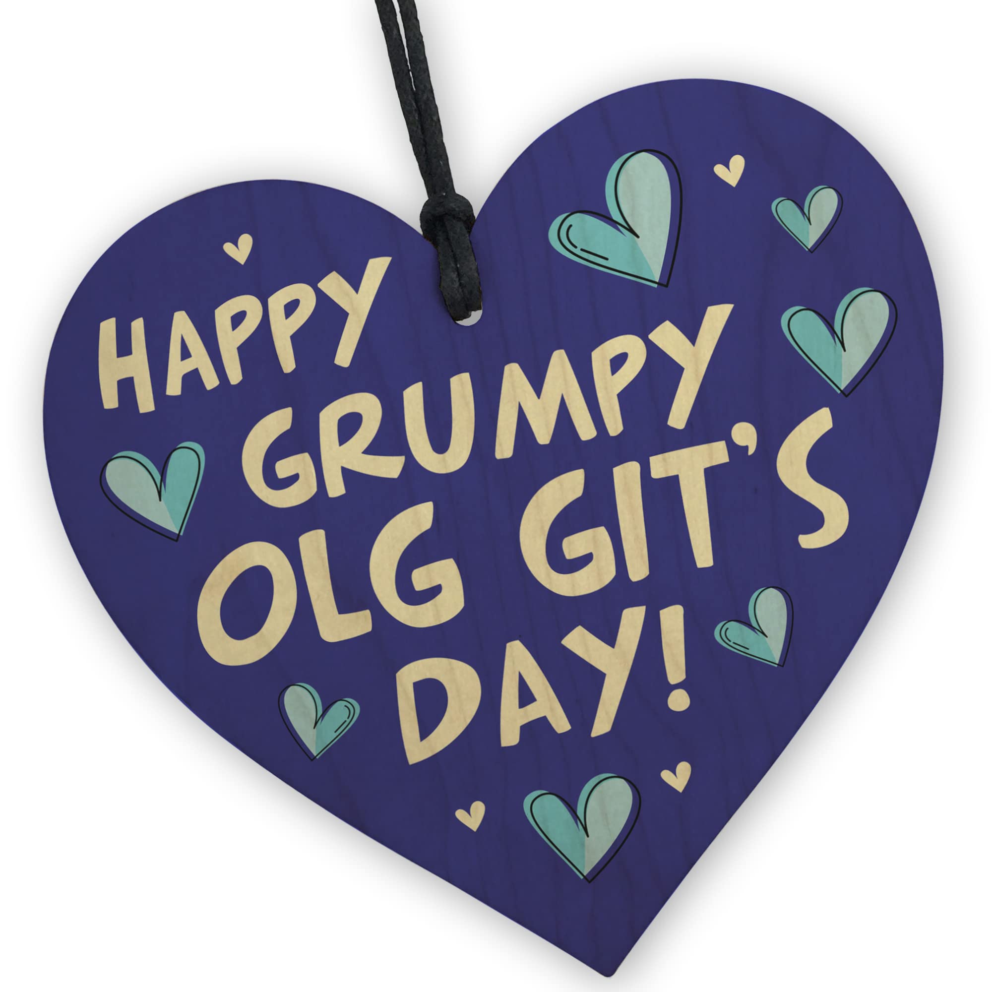 Red Ocean Grumpy Old Git Funny Father's Day Gifts For Dad - Fathers Day Gift From Daughter Son - Novelty Wooden Heart Gift For Dad Grandad