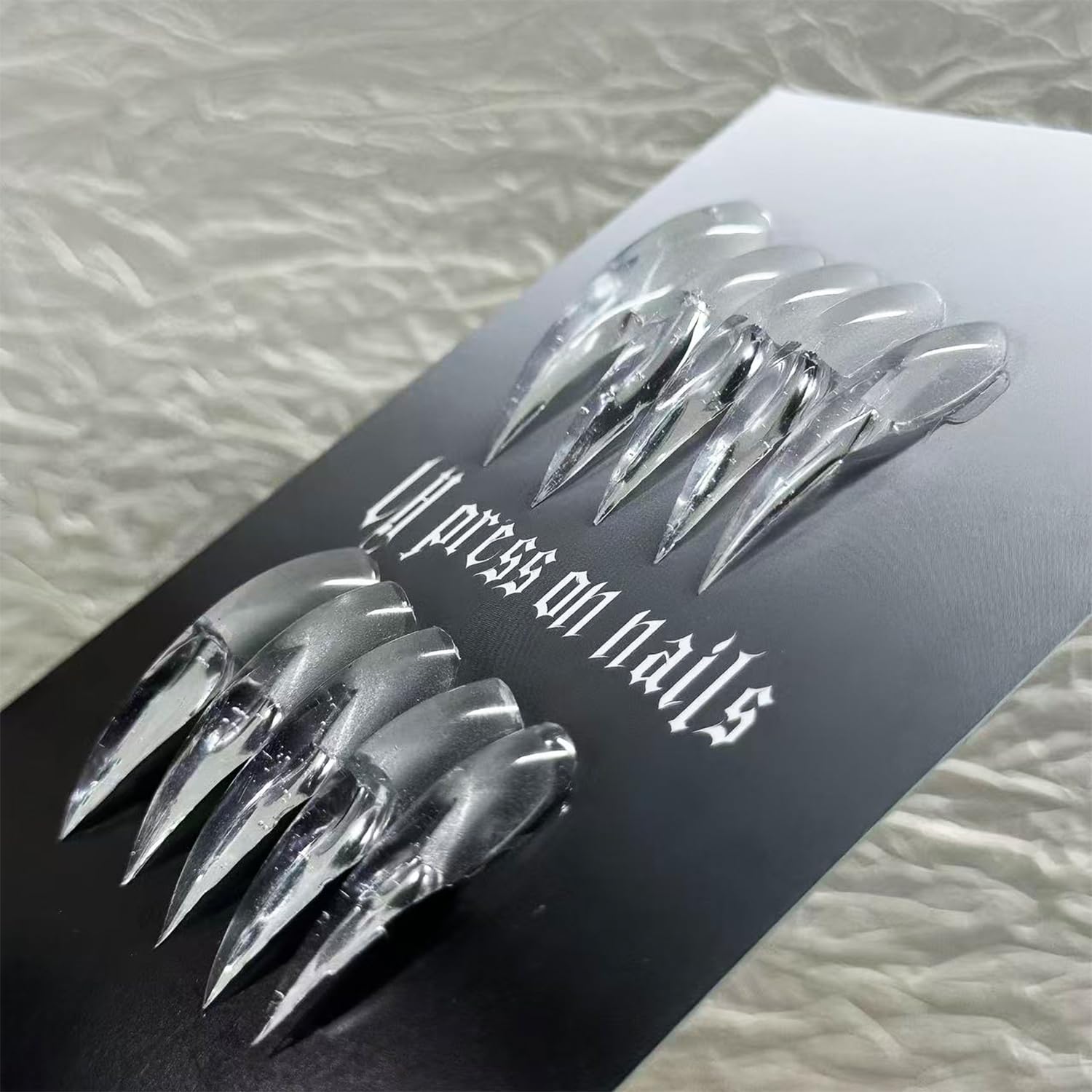 Photo 1 of 10 PCS Handmade Press on Nails Long Transparent Handmade Fake Nail with Unique Dragon Claw Design Luxury Handmade False Nails Full Cover Reusable Acrylic Glue on Nail for Women Girls (S)