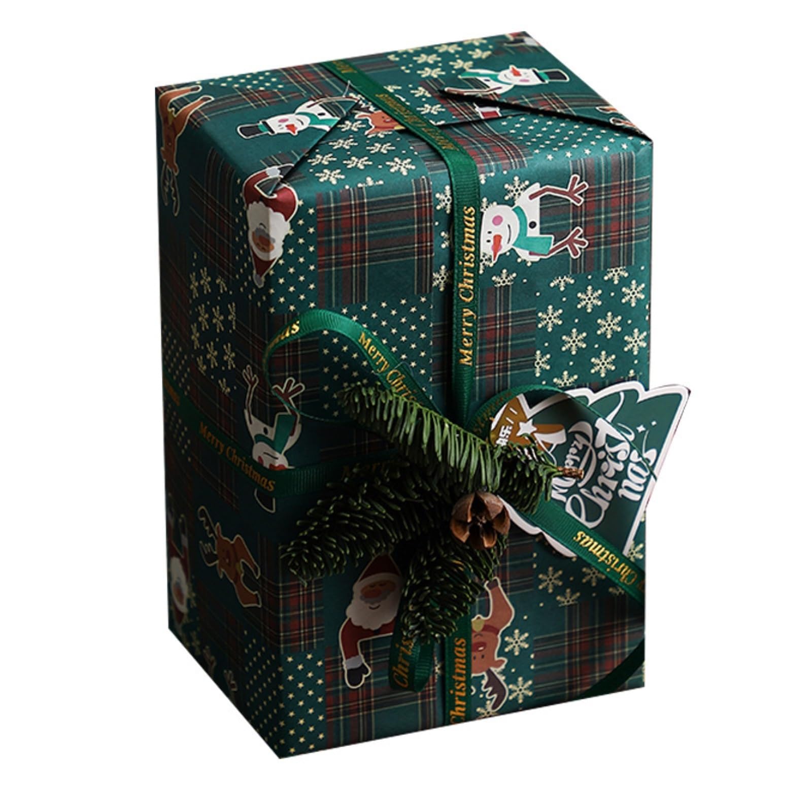 Geschenkpapier 10 Stück Weihnachts-Geschenkpapier, Weihnachtsmann, Schneeflocken, Streifen, Kraftpapier, Blumen-Geschenkpapier Geschenkpapier für Weihnachtsblumenstrauß ( Color : A , Size : 49x49cm )