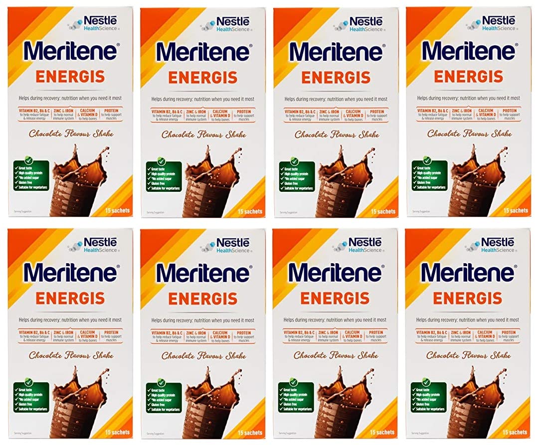 Meritene Energis Chocolate Shake, Pack of 120 x 30g Sachets - Proteins, Vitamin and Minerals to help with recovery and to reduce tiredness- A convenient dietary solution to fit your busy lifestyle…