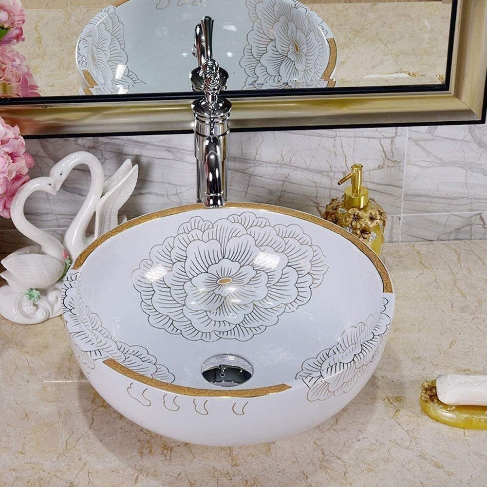 Szafka Pod Umywalkę Z Umywalką, Umywalka Nablatowa, 12-Calowa Okrągła Umywalka Ceramiczna Z Porcelany, Amerykańska Biała Umywalka Nablatowa