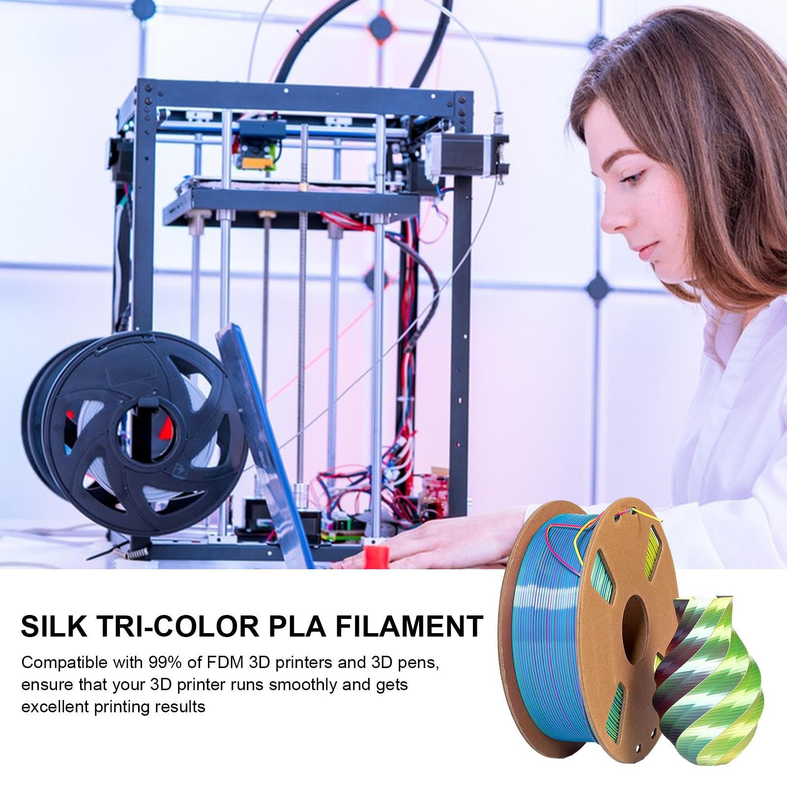 Filamento para impresora 3D, paquete de filamento PLA de 1.75 mm | paquete de accesorios para impresora 3D, material de impresión fuerte y suave, rollo de recambio de filamento 3D para bolígra