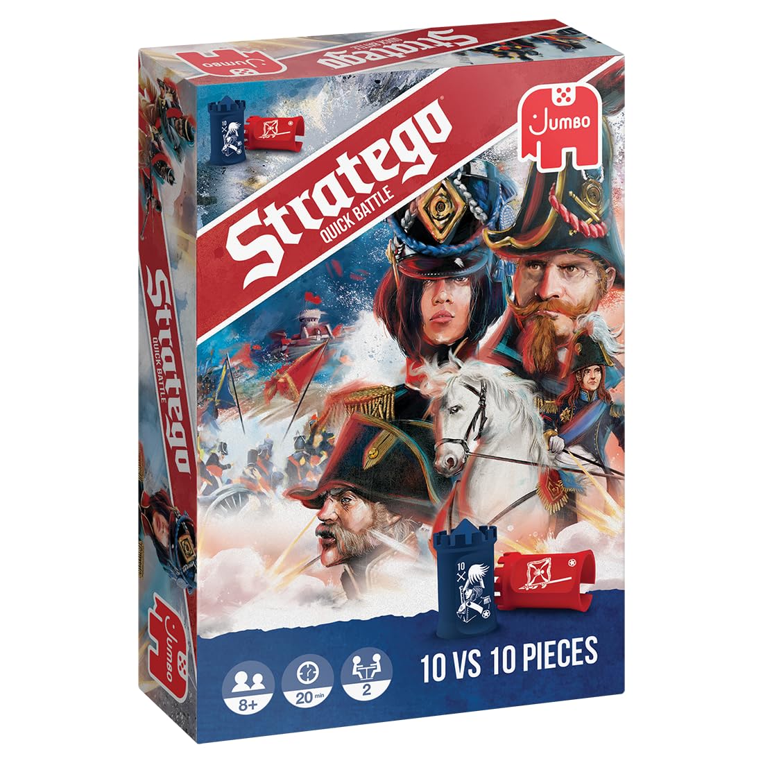 Jumbo Stratego, Quick Battle Classic Strategy Board Game, Travel Size, Ages 8+, 2 Players, New Edition