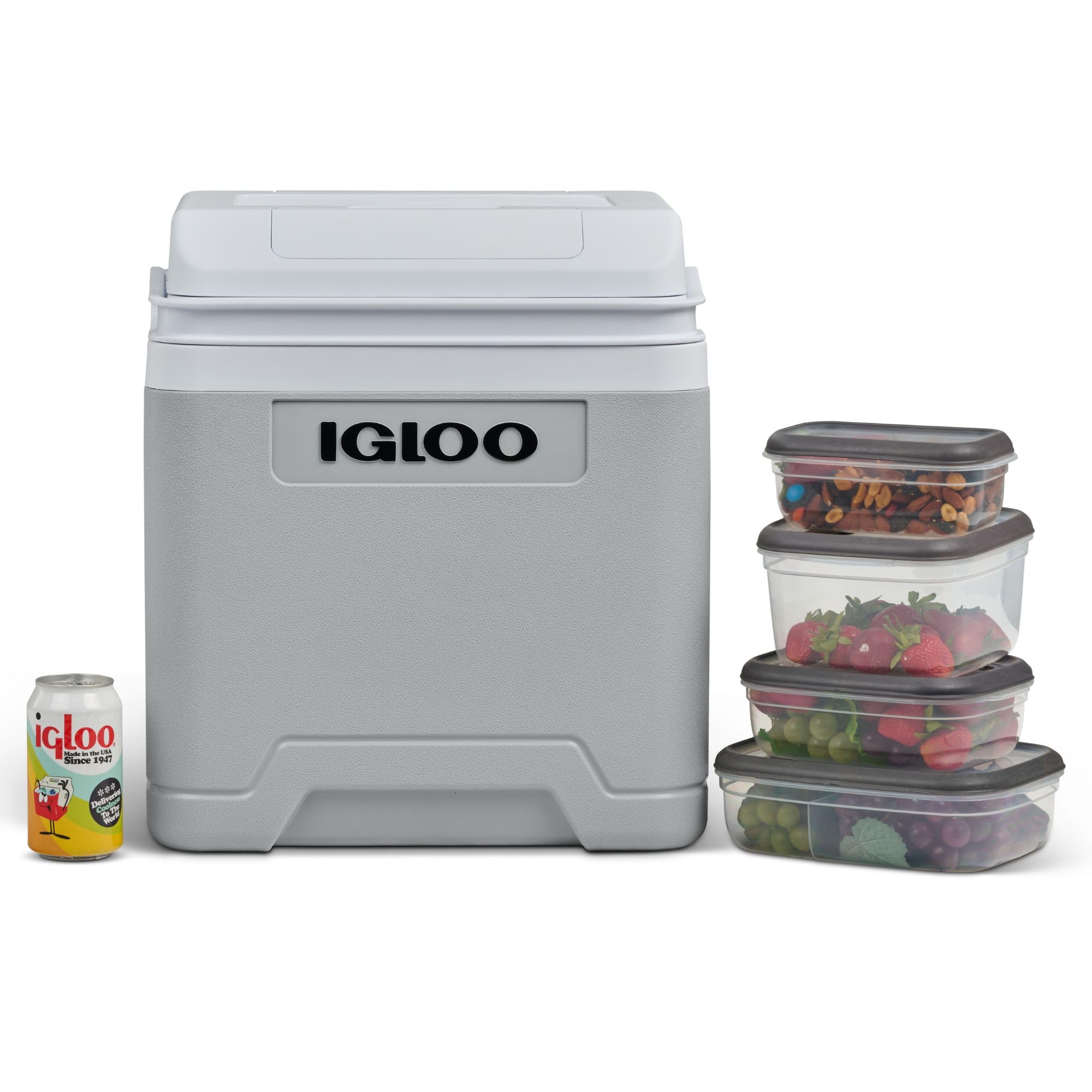 IGLOO IE27 elektryczna lodówka turystyczna 12V/230V, 26L – kompaktowa lodówka samochodowa na kemping, wakacje, łódź i festiwale, lekka i przenośna, ze schowkiem na kabel oraz trybem Eco/Max
