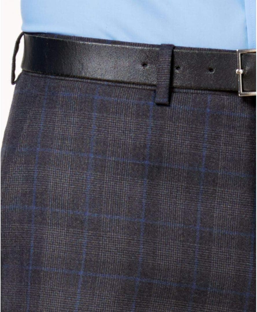 Ryan Seacrest Distinction Mens Wool Blend Plaid Dress Pants Gray 33/30