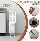 GIANTEX Poubelle de Tri Selectif 32 L, Poubelle Cuisine 3 en 1 avec 2 Bacs Amovibles, Tiroir, Poignées Latérales, Pédale, Autocollants pour Tri des Déchets, Poubelle à Roulettes pour Cuisine (Blanc) - 7