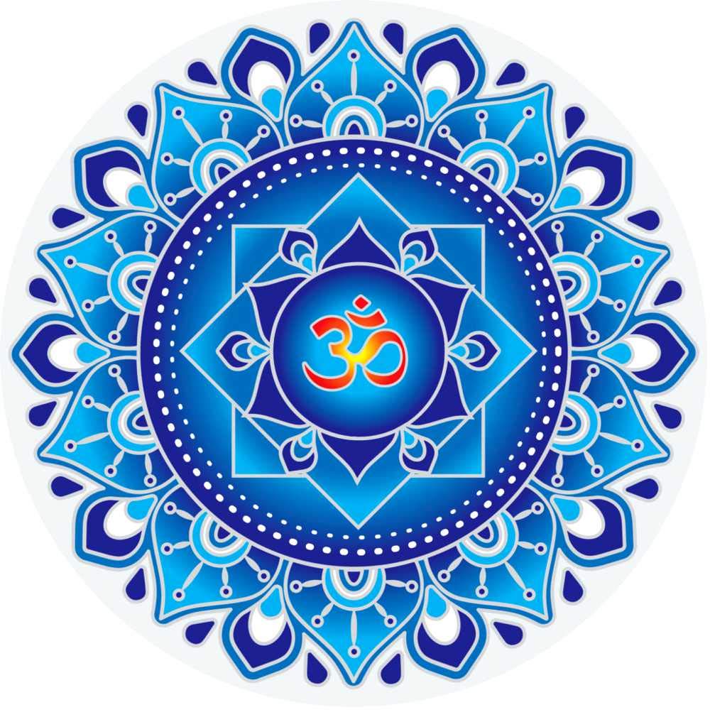 Illumination Mandalas Blue Om - Window Sticker/Decal (5.5" Circular)