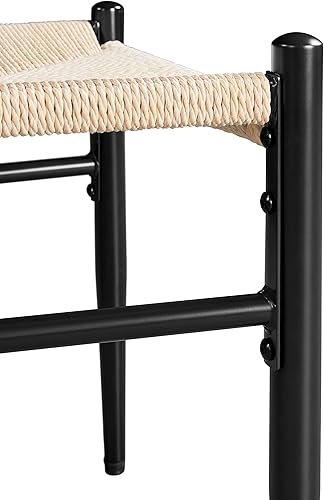 Miniatura 7 de Yaheetech Weave - Juego de 2 sillas de comedor modernas de mediados de siglo con asiento de cáñamo tejido y patas de metal para cocina, sala de