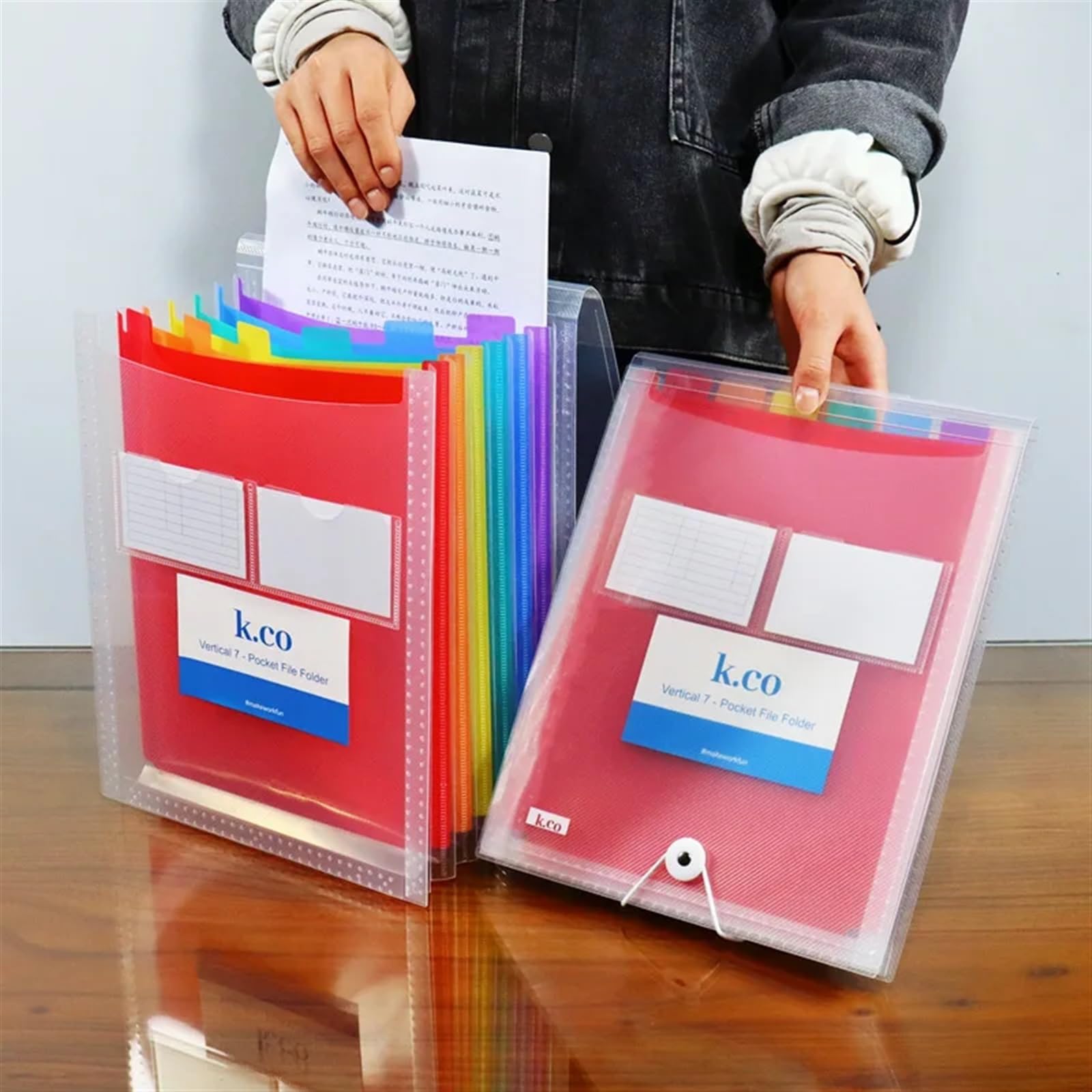 Portadocumenti a fisarmonica in plastica, Organizer multitasche for fisarmonica in plastica A4 trasparente 31,5x25,8 cm
