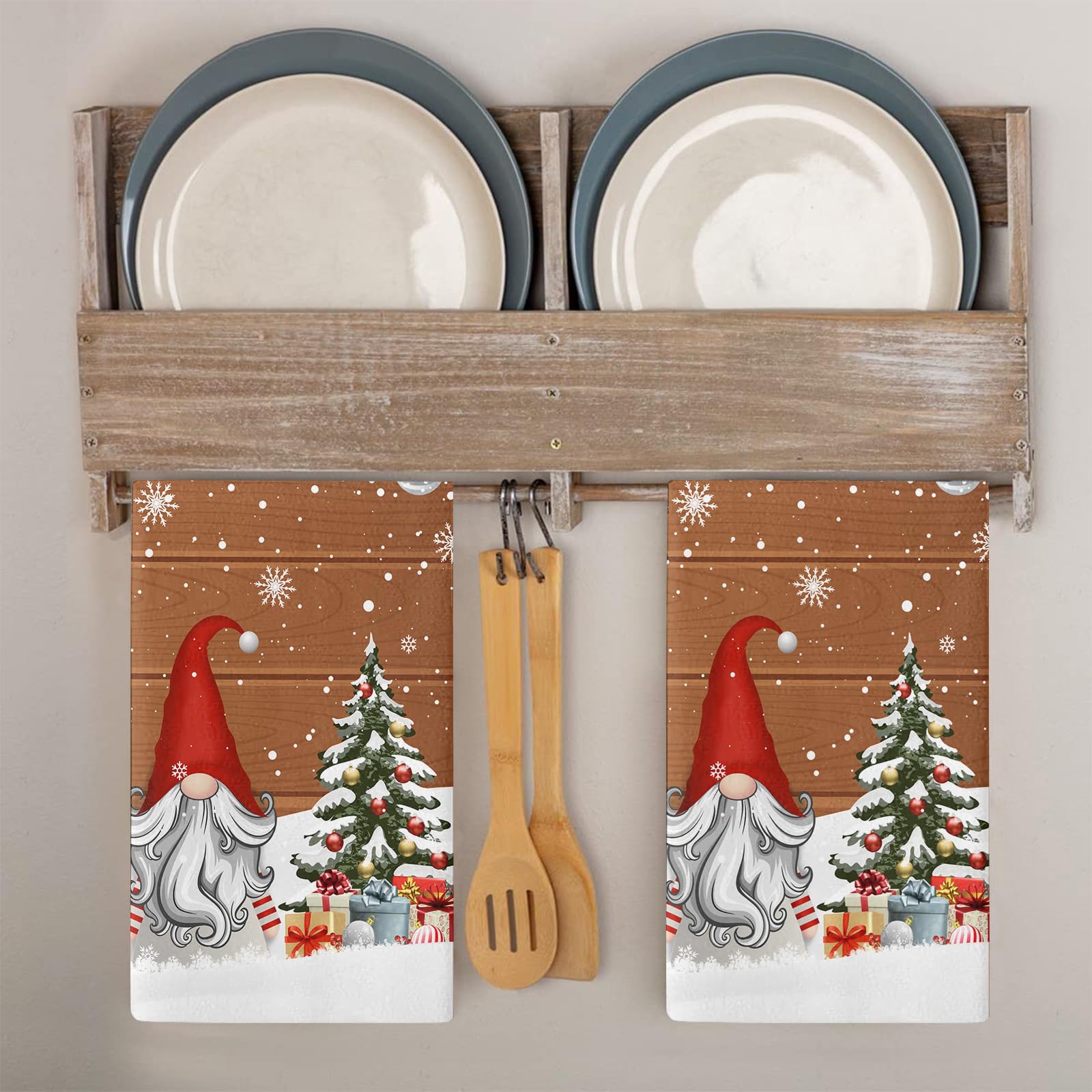 Trapos Cocina Enano Navideño Naranja Paños de Cocina Suaves y Absorbentes Paños Cocina Reutilizables Trapos de Cocina para Secar Toallas Lavable Toallas de Barra 2 Piezas (44x74 cm)