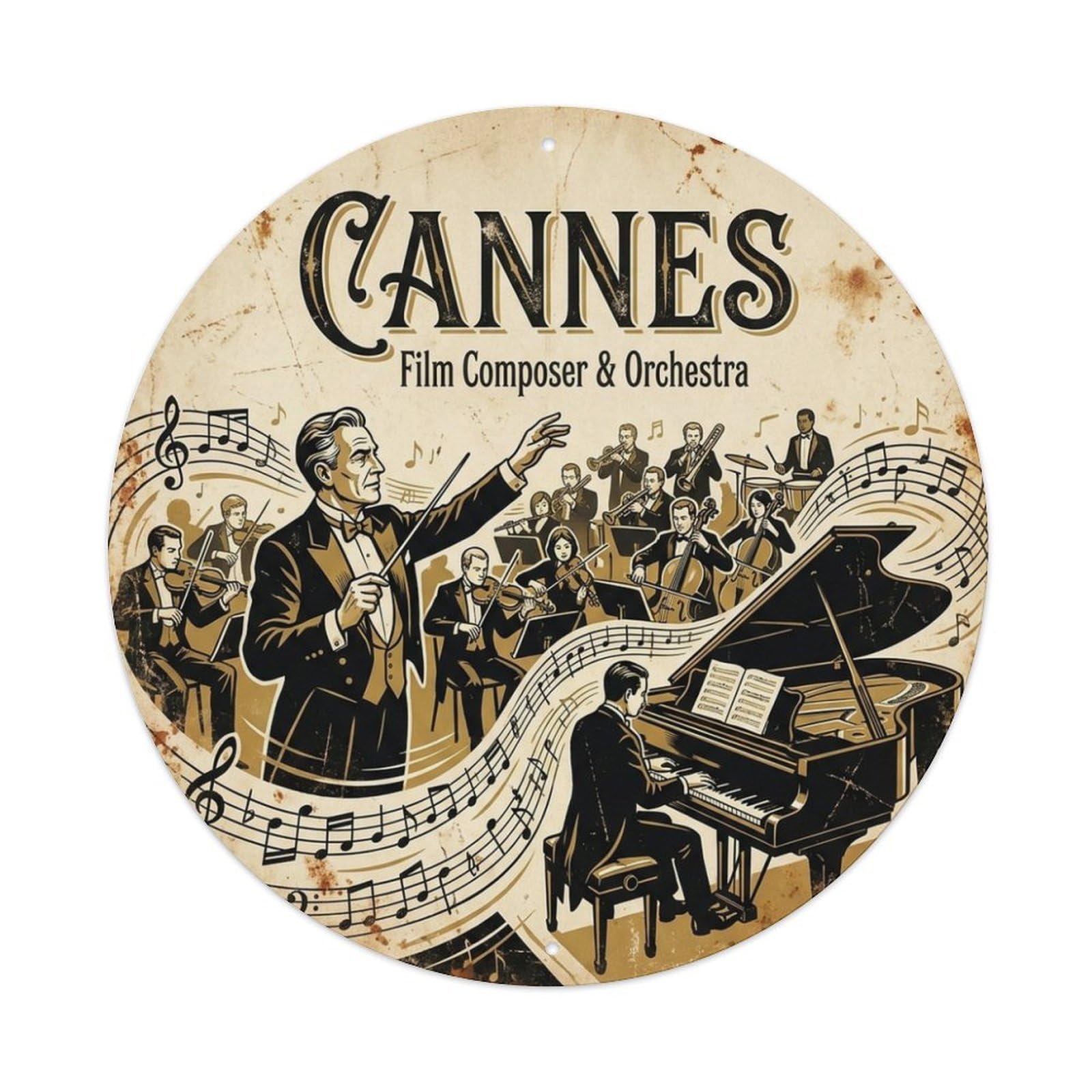 City Travel Film Composer Orchestra Cannes Riviera Metal Tin Sign