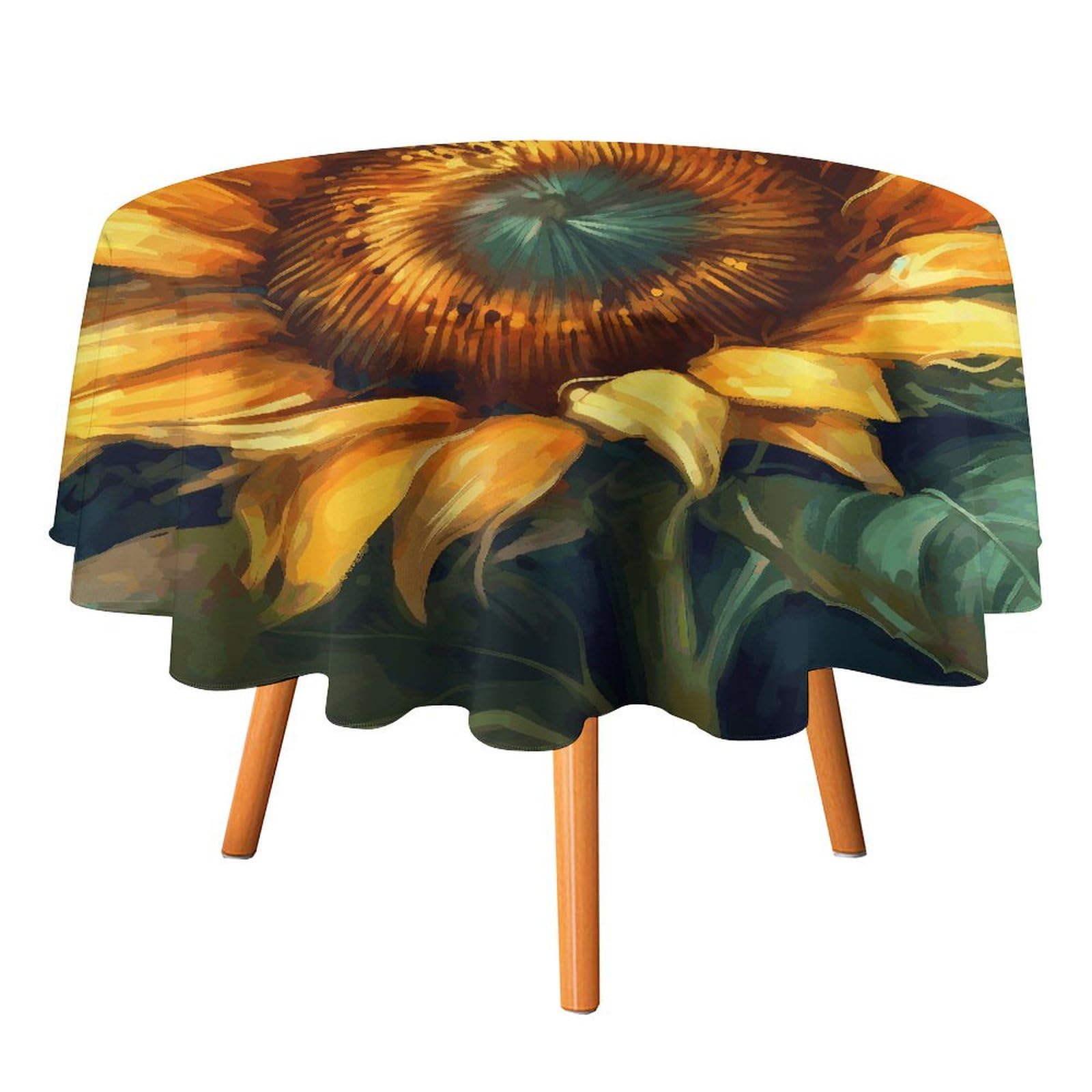 Nappe ronde tournesol 152 cm idéale pour pique-nique en plein air et repas d'été