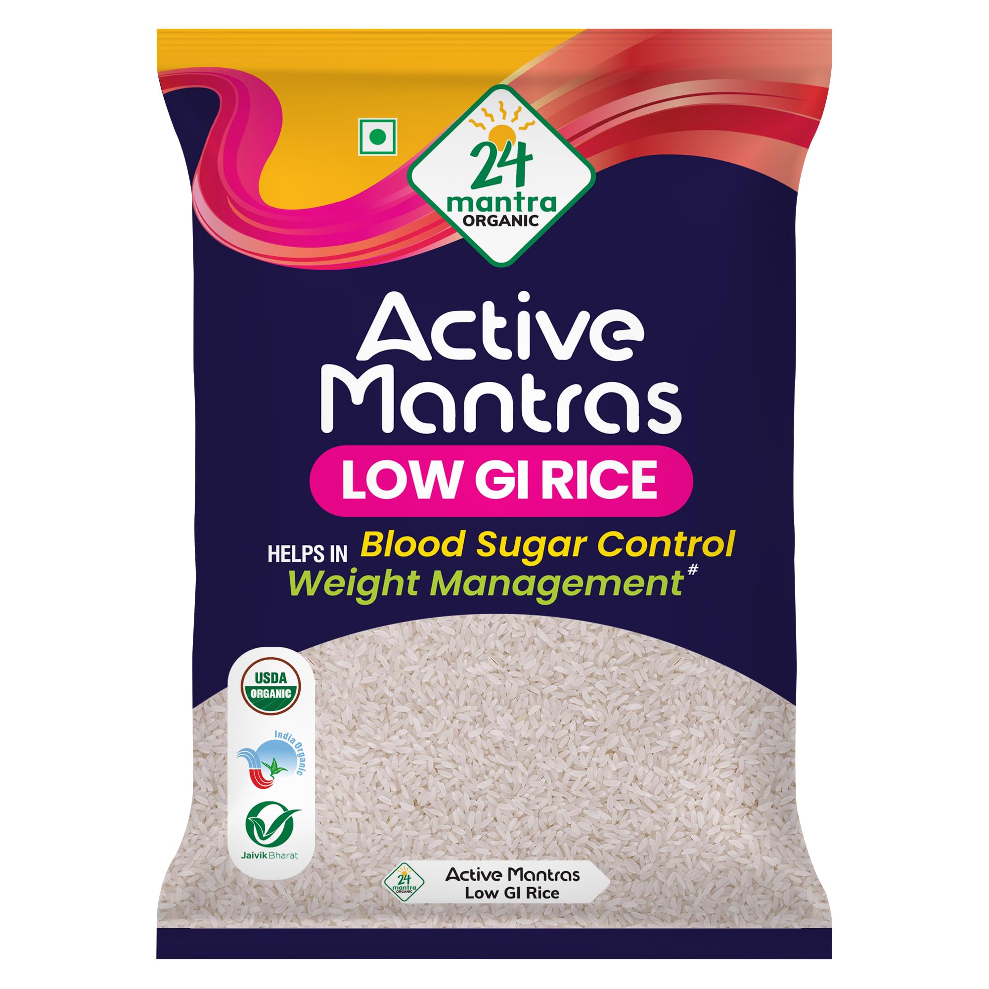 24 Mantra Organic Low G.I Rice - 5Kg | Diet & Diabetic Friendly | Certified Low Sugar Rice | Certified Organic & Naturally Gluten-Free