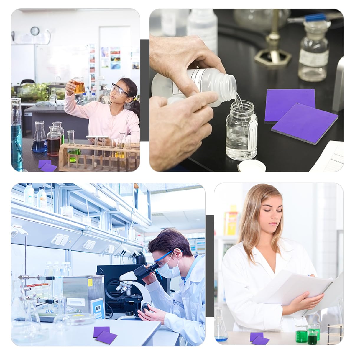 NAMOARLY Glass Plate Set 3pcs Glass Sheets for Flame Reaction Science Lab Device Random Color