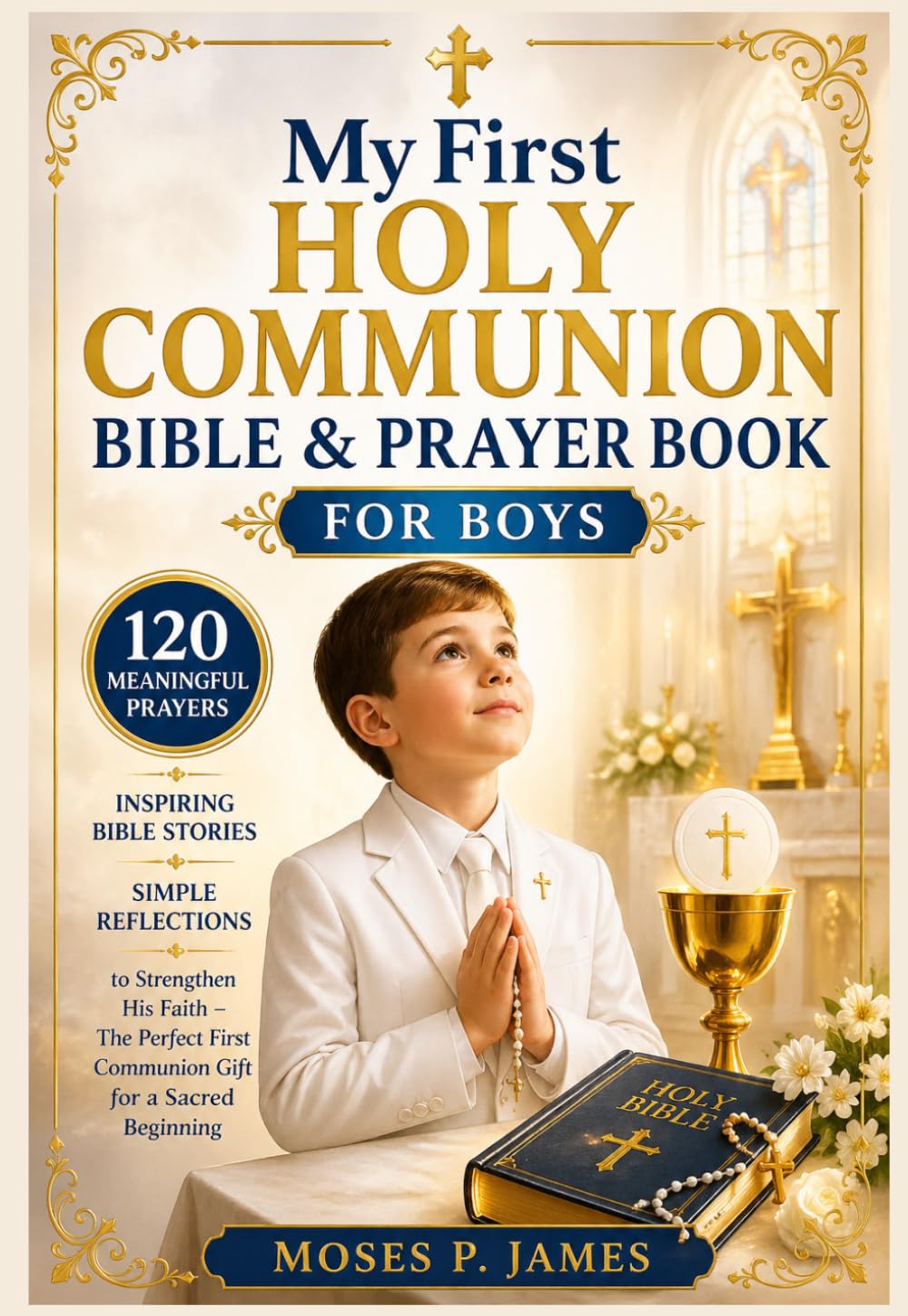 My First Holy Communion Bible & Prayer Book for Boys: 120 Meaningful Prayers, Inspiring Bible Stories, and Simple Reflections to Strengthen His Faith ... First Communion Gift for a Sacred Beginning