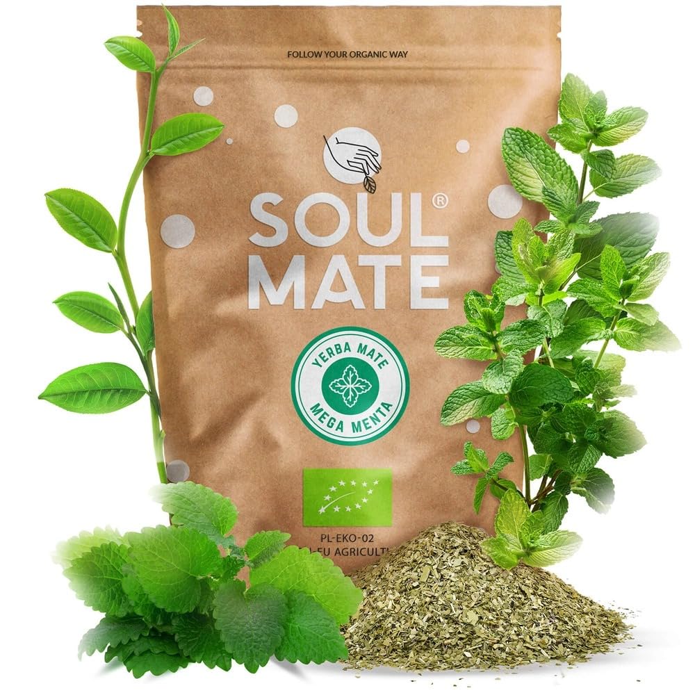 Soul Mate Orgánica Mega Menta 1 kg (2x500g) – Bio-Yerba Mate, gusto di menta e mentolo, energizzante naturale