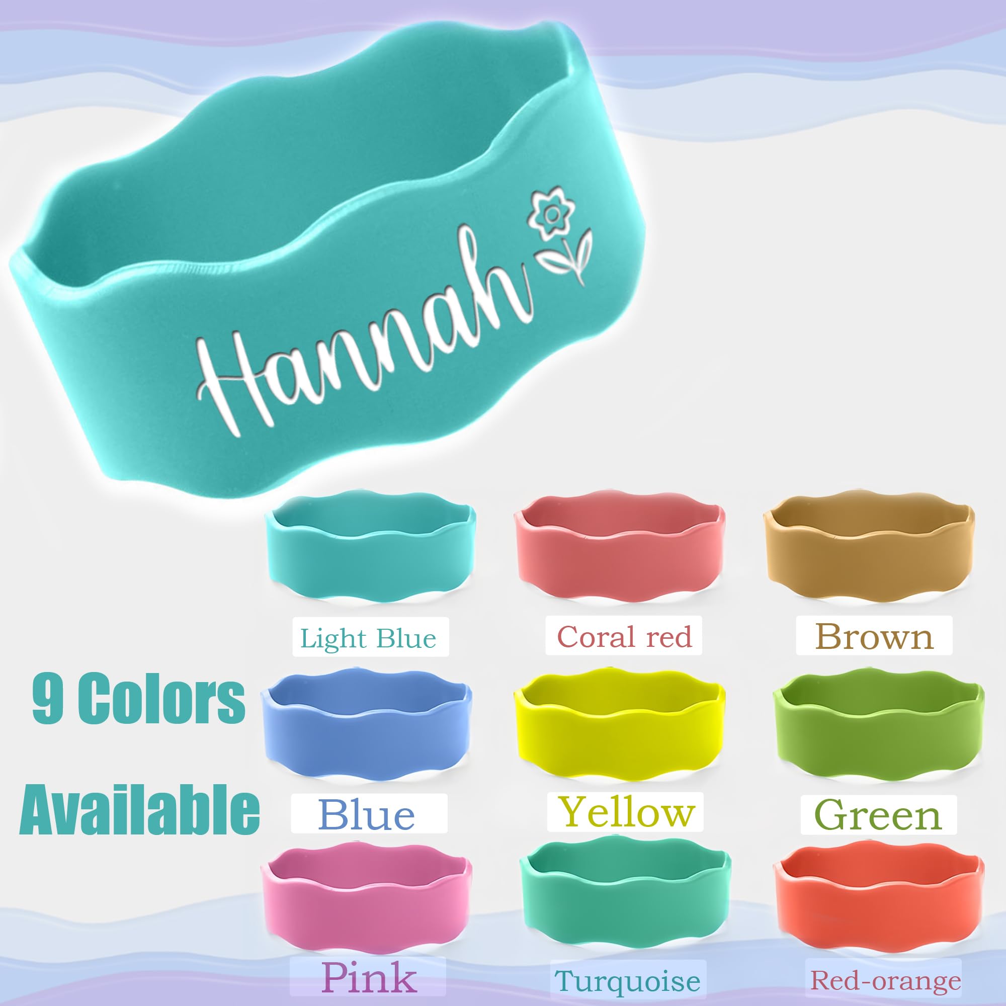 Custom Baby Bottle Labels for Daycare Personalized Water Bottle Name Bands Engraved Name Silicone Labels Reusable Waterproof Dishwasher Safe Sippy Cup Tags