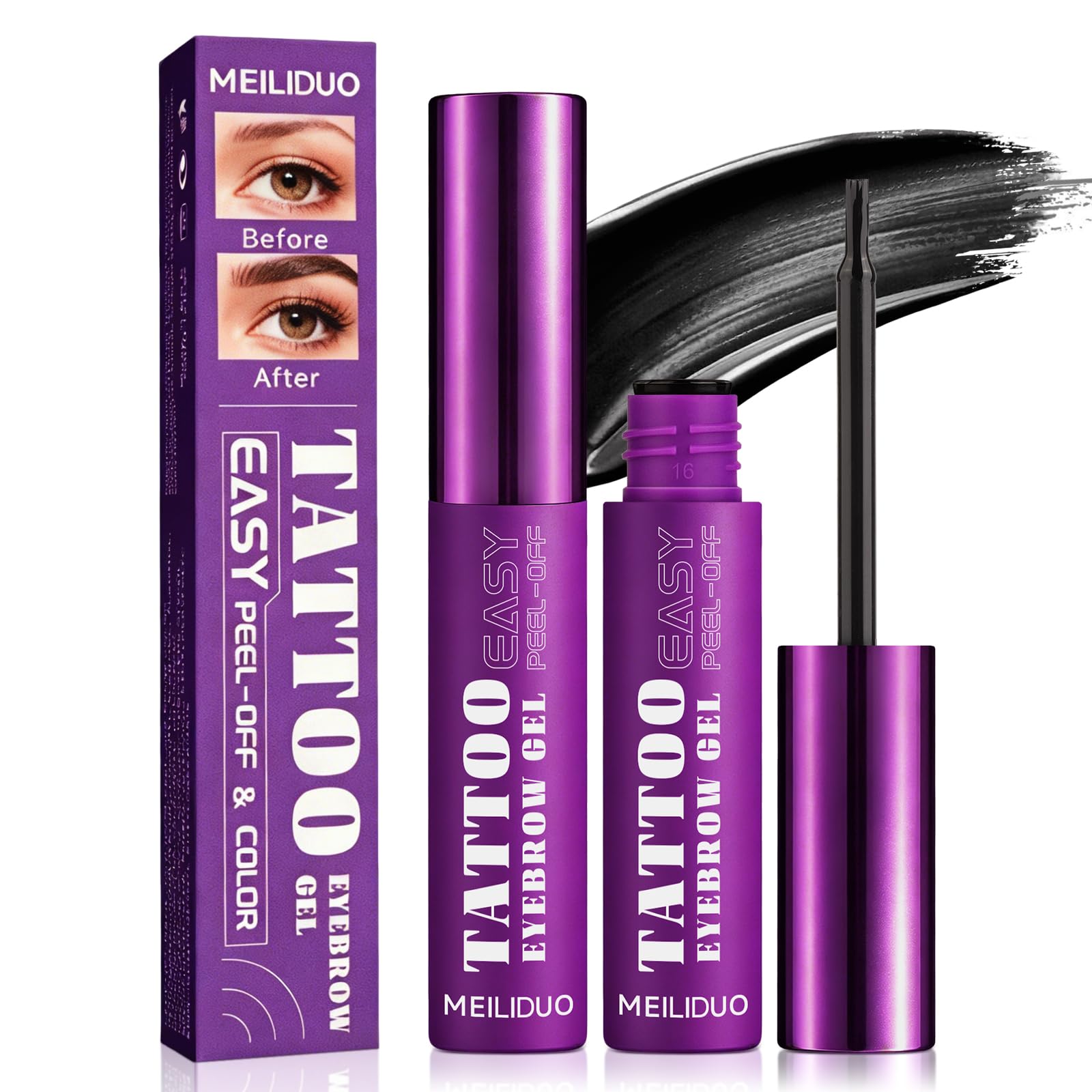 Tattoo Brow Gel Peel Off Tint Kit – Last 3 Days, Black