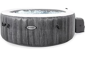 Intex PureSpa Greywood Deluxe Spa Set: 4-Person Inflatable Hot Tub with Control App