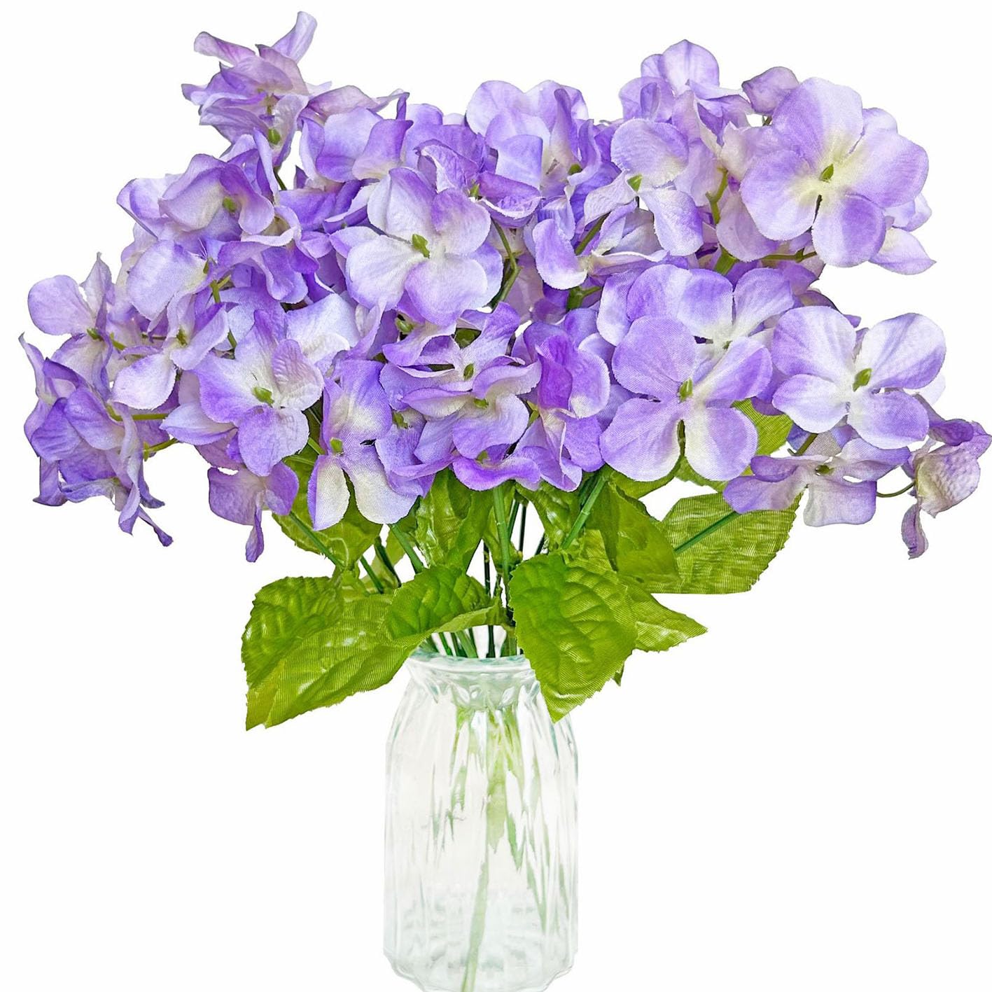 Petalup Artificial Purple Hydrangeas, 2 Bouquets 36 cm Faux Silk Hydrangea Fake Purple Hydrangeas for Wedding Bridal Bouquet Home Table Party Anniversary Decorations