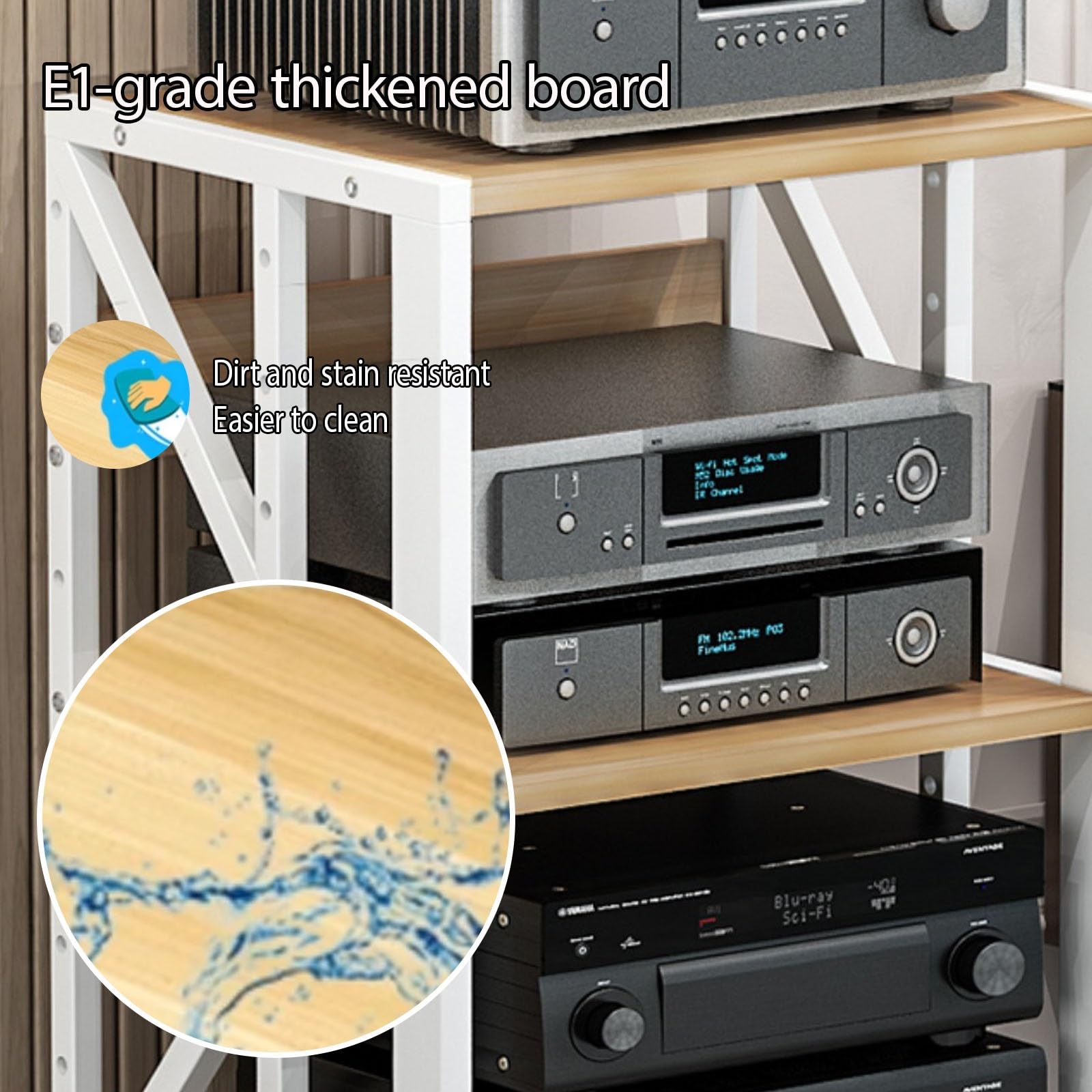AV Media Stand Armadio regolabile da pavimento con ruote, multifunzione, per CD, DVD, console di gioco, TV, box – perfetto per soggiorno e intrattenimento