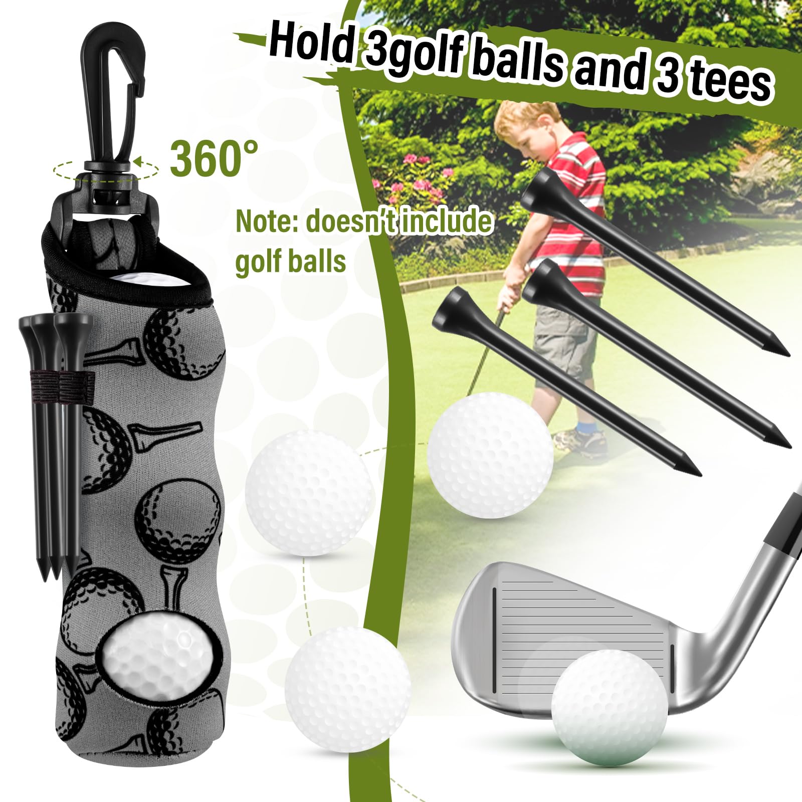 Liliful 12-teiliges Golfzubehör-Set, enthält Golf-Tees, Golf-Handtuch, Golfballtasche mit Reinigungshaken, Reinigungsbürste und Divot-Werkzeug inkl