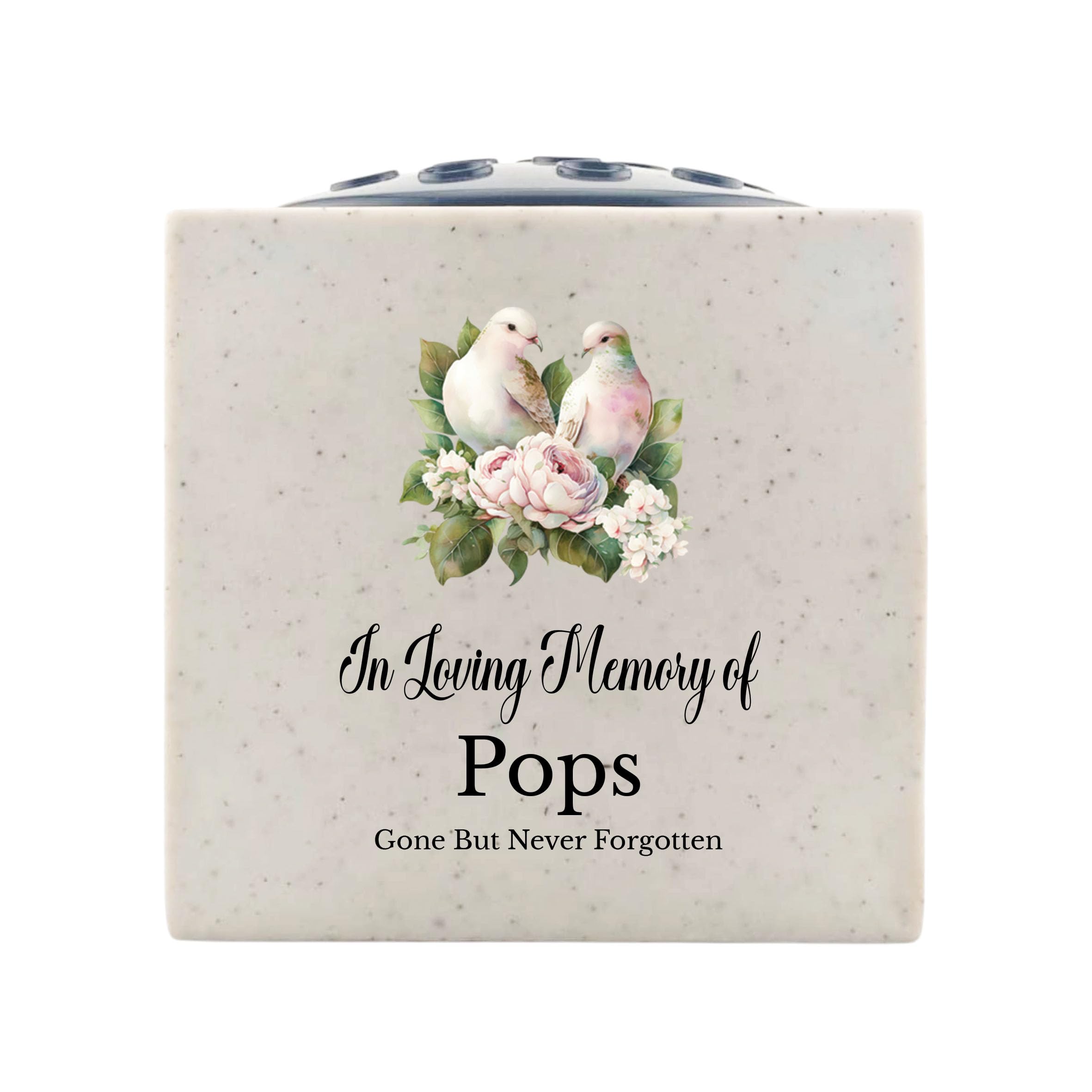 In Loving Memory Of Memorial Rose Bowl Grave Marker Flower Pot Vase With Doves Design (UV PRINTED) (Pops)