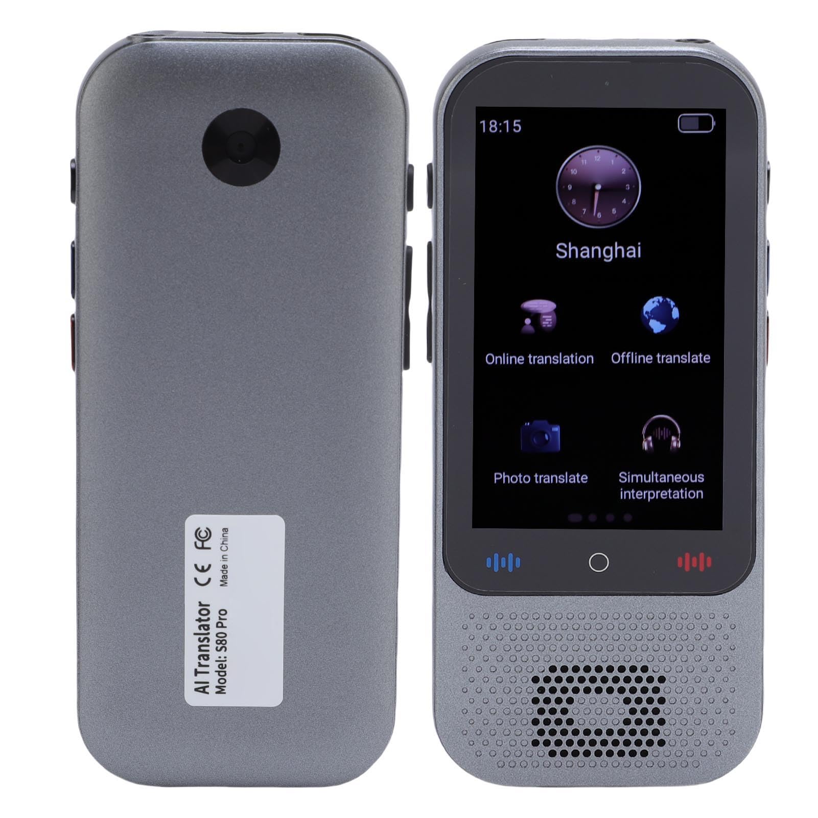 KI-Sprachübersetzer, 138 Sprachen, 3,0-Zoll-Touchscreen mit Mikrofon mit Geräuschunterdrückung und MP3-Wiedergabe, Ideal für Reisen