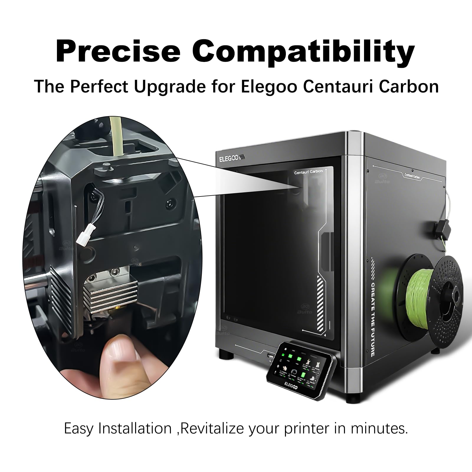 Für Elegoo Centauri Carbon Hotend, 0,4 mm vorinstallierte Düse aus gehärtetem Messing, Extruder-Kit, installierter Kühlkörper, mit 0,2 mm, 0,4 mm, 0,6 mm, 0,8 mm Düse, Silikon-Socke