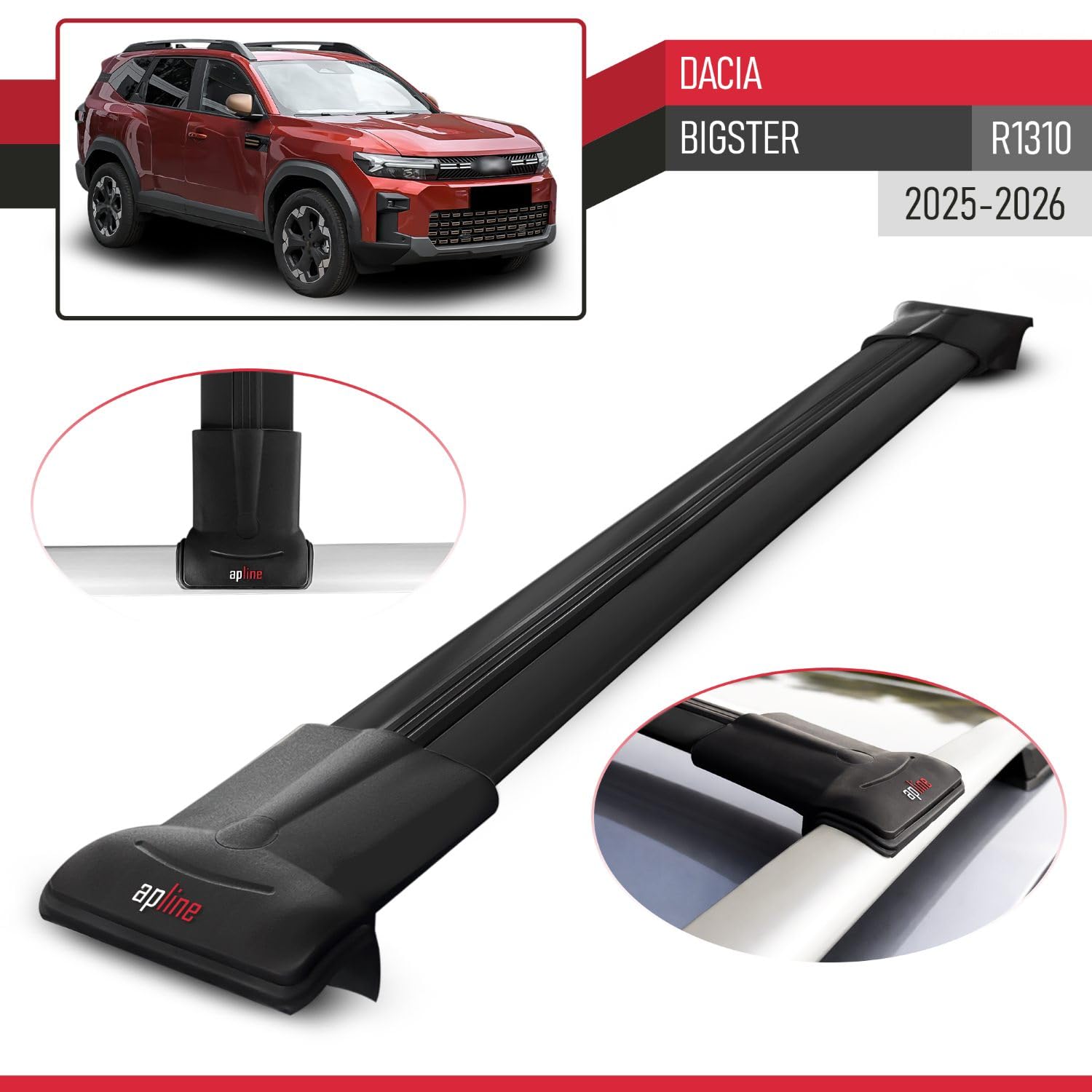 Compatibile con Dacia Bigster 2025-2026 FLY Model Barre Tetto Portapacchi Auto Barre Portatutto Nero Alluminio 2 Barre