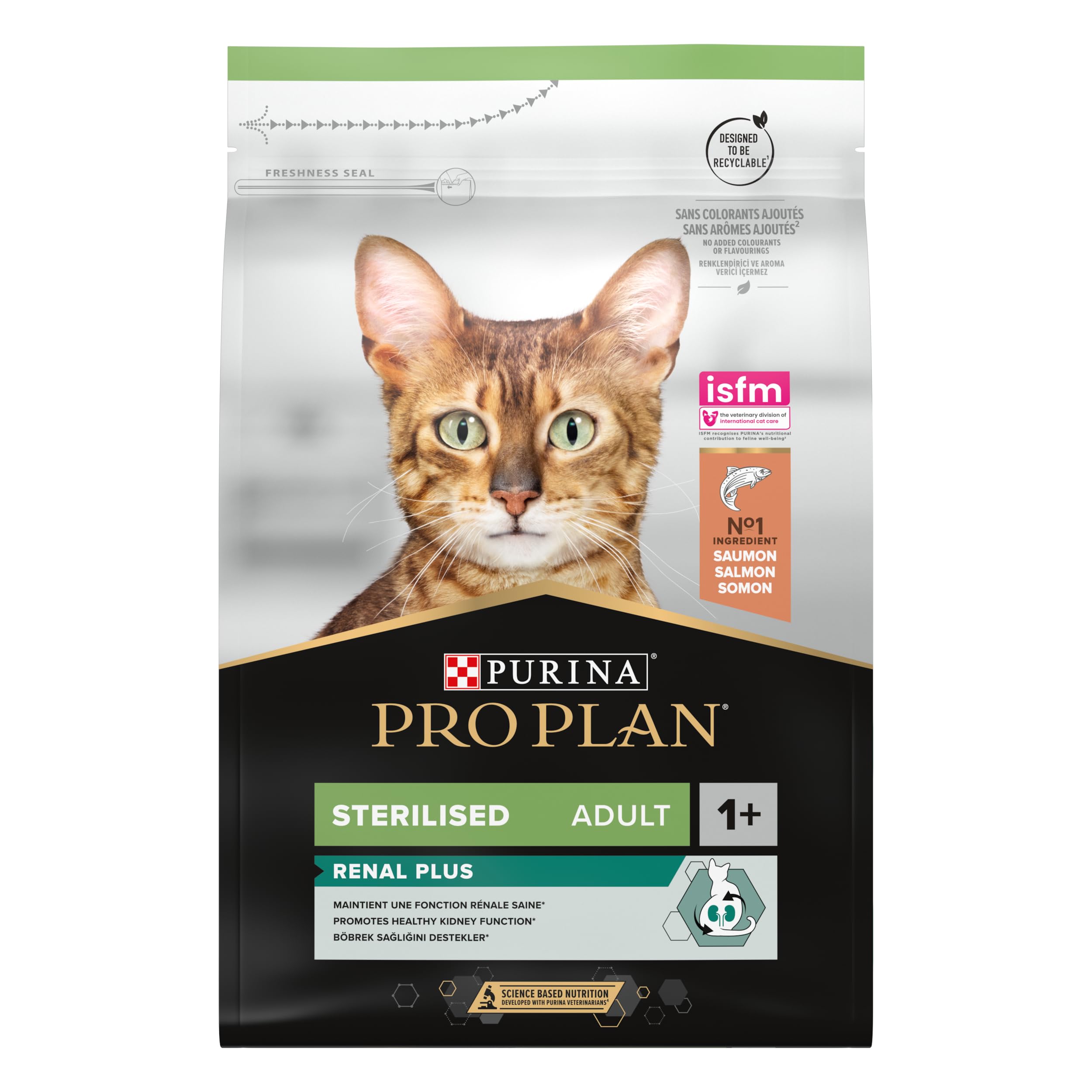 PURINA PRO PLAN | Renal Plus | Chat | Croquettes complètes pour Chat Adulte Stérilisé | Aide au maintien d'une fonction rénale saine et du système urinaire | au Saumon | Sac | 3Kg