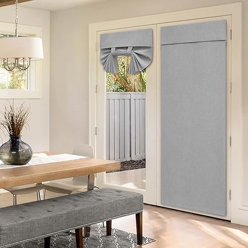 Miniatura 7 de HOMEIDEAS Cortinas opacas de lino gris claro, cortinas para puerta francesa, cortinas de ventana de puerta de privacidad, cubierta de ventana