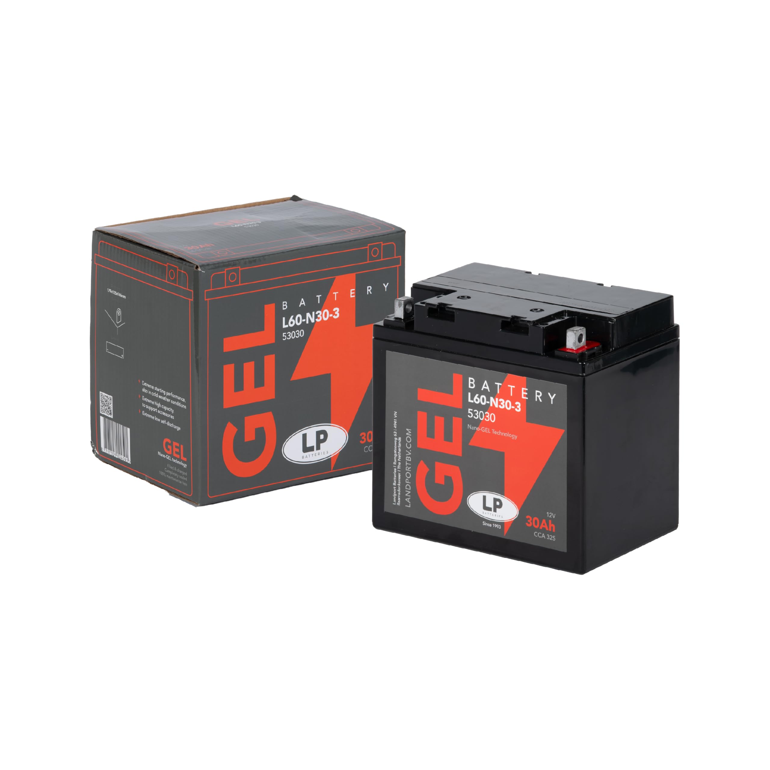 LANDPORT Batterie 12V 30Ah Gel kompatibel BMW K100 K1100 K75 R100 RT R60 R65 R75 R80 R90 HD FLHRC FLHT FLHXSE