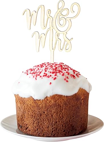 1 pieza de decoración de pastel de boda Mr and Mrs de madera para decoración de pastel de señor y señora para despedida de soltera, cumpleaños,