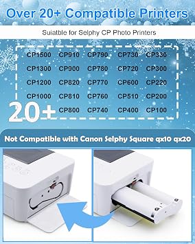 NineLeaf Compatible for Canon Selphy CP1500 Ink and Photo Paper KP-108IN