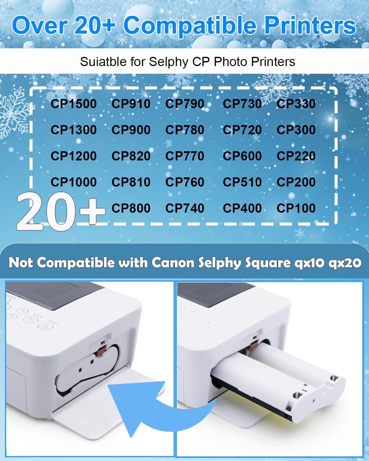 NineLeaf 1PK Compatibile per Canon Selphy CP1300 CP1500 CP1200 CP1000 CP910 CP820 KP-108IN 3115B001(AA) cartoline per carta fotografica Canon Selphy, 3 cartucce+108 carta fotografica (10 x 15 cm)