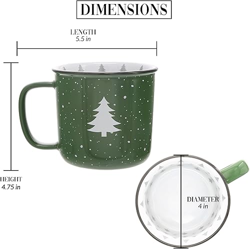 Miniatura 5 de Pavilion Gift Company - Modo festivo: taza de cerámica de 18 onzas, verde con acabado moteado, taza de café duradera de pared gruesa estilo