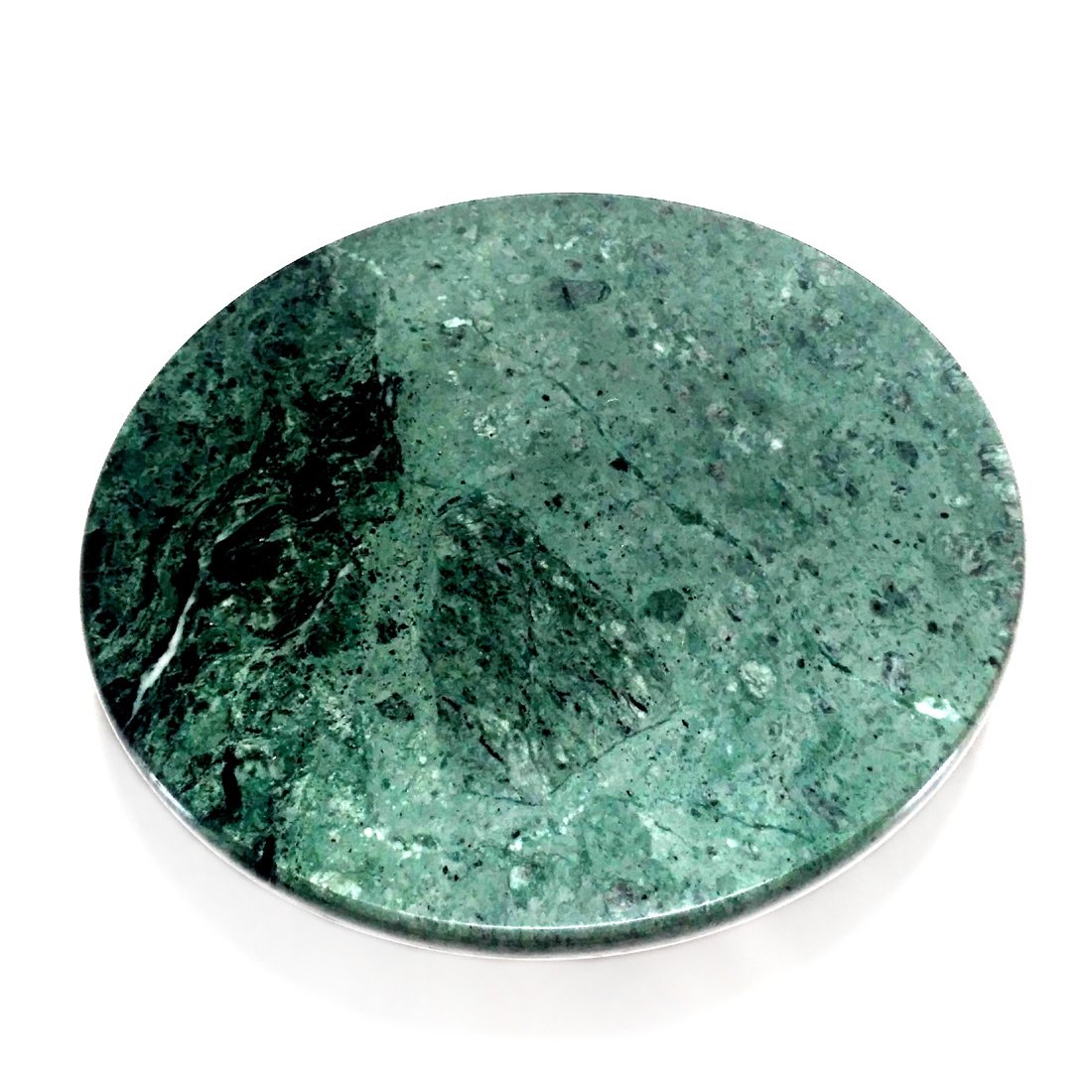 Gr8 INDIA Green Marble Chakla - 10" Diameter - Ring Base Rolling Pin Board, Roti Maker - from Banks of Holy River Narmada