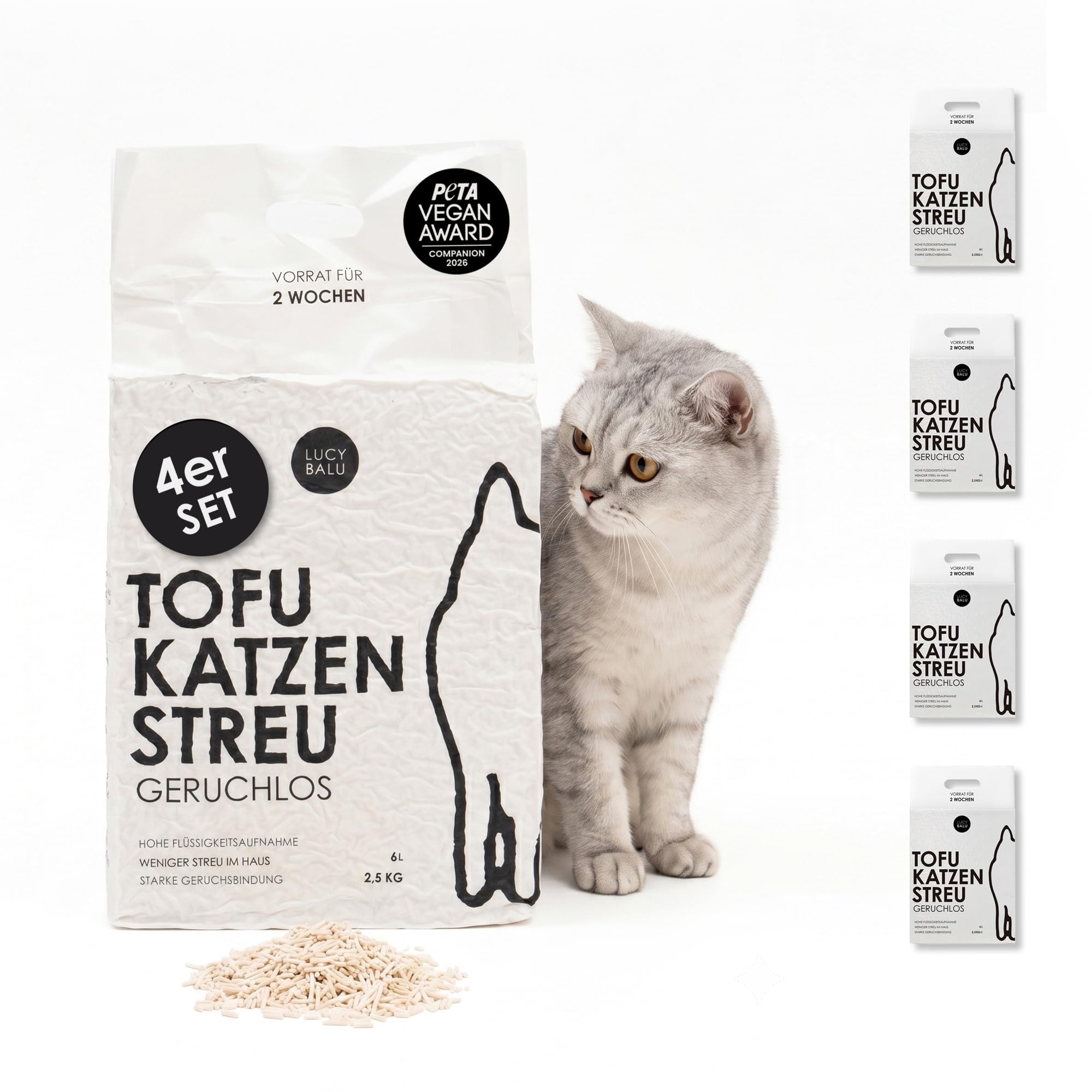 LucyBalu® Tofu Litière agglomérante pour Chat 24 litres I sans Odeur