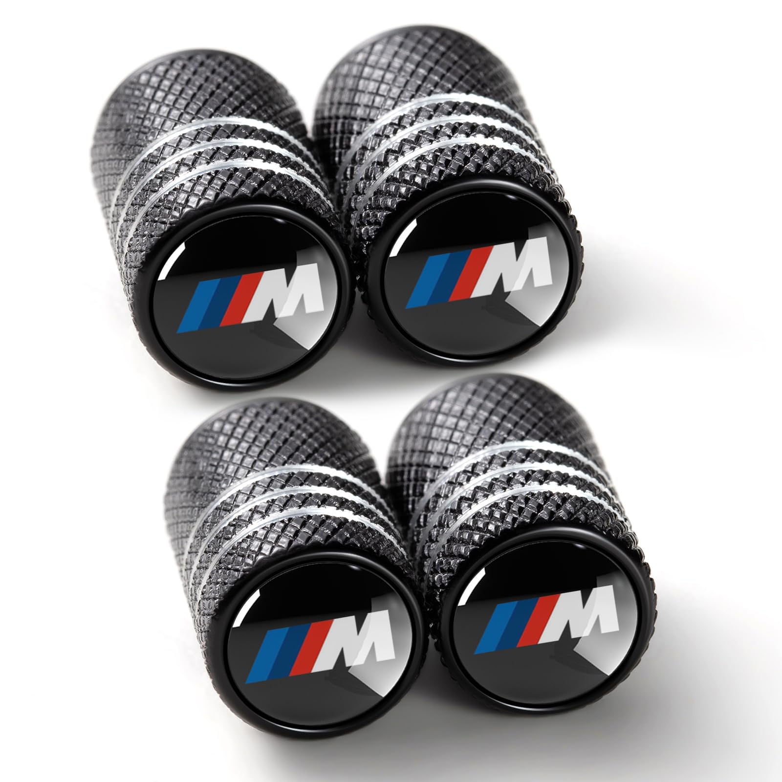 Tire Valve Stem Cap Cover Compatible with BMW M Belt O-Ring Seal Corrosion Resistant tire Valve caps 4 Pack Black