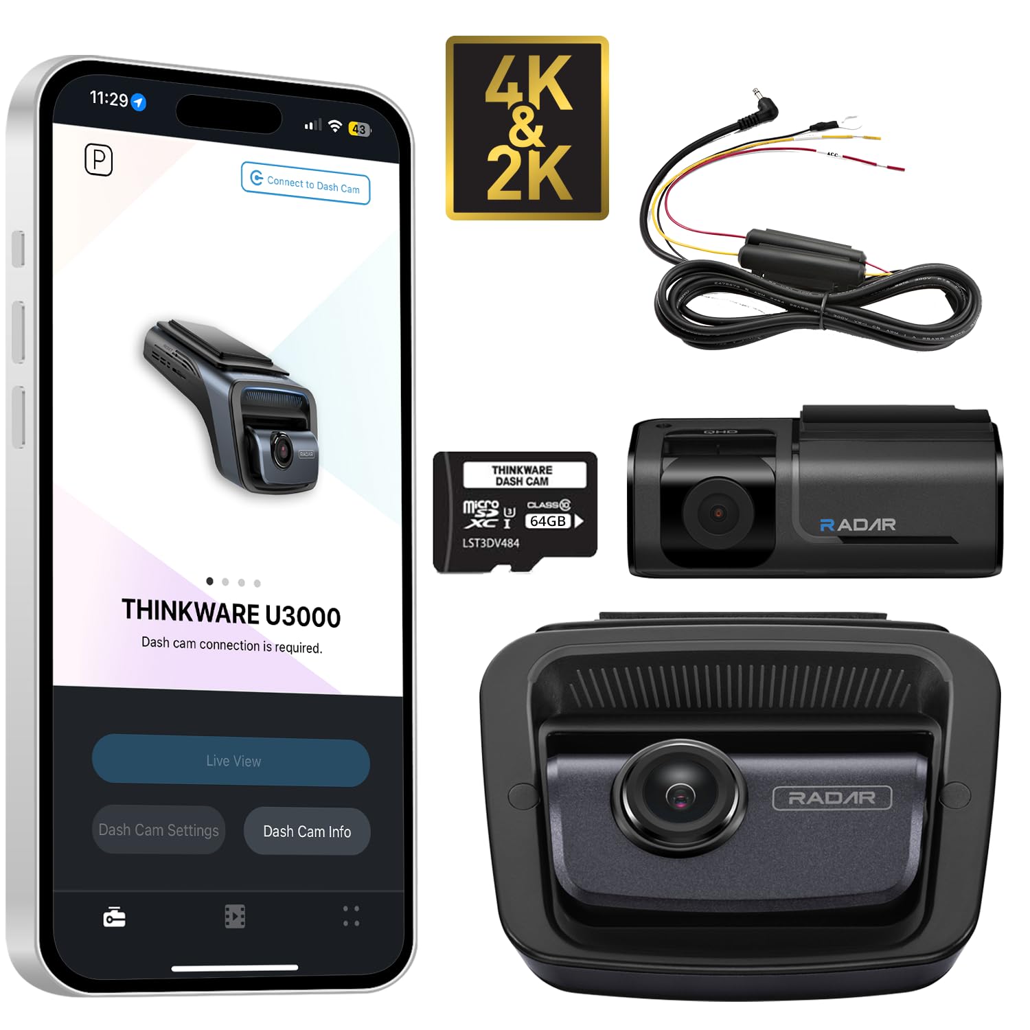 Thinkware Dash Cam U3000 4K UHD ドラレコ Thinkware U3000 4K UHD Single-Channel Cloud Dash Cam | BlackboxMyCar