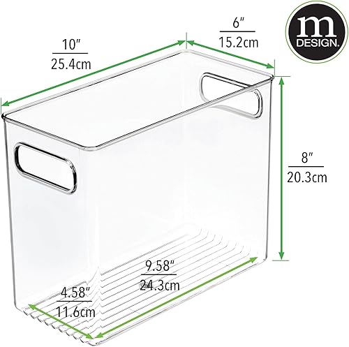 Miniatura 8 de mDesign Contenedor organizador alto de plástico para almacenamiento, organización de oficina para archivador, armario, estantes y escritorio,
