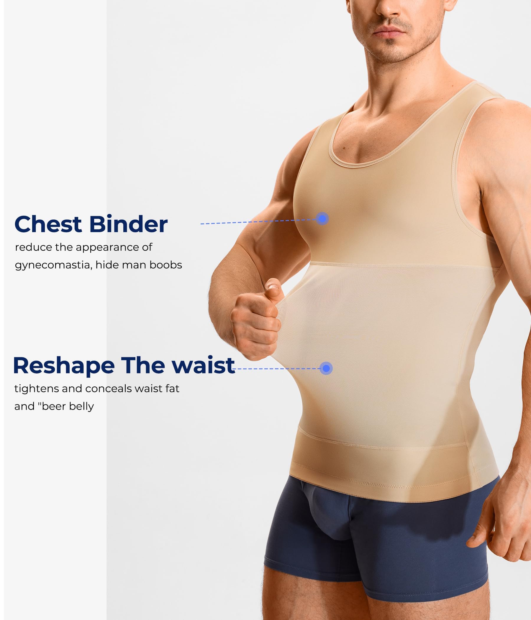 Junlan Compressione Uomo Shapewear Canotta Contenitiva Snellente Intimo Modellante Dimagrante Fascia Pancia Sportivo Fitness CanottieraFascia Addominale Maglietta
