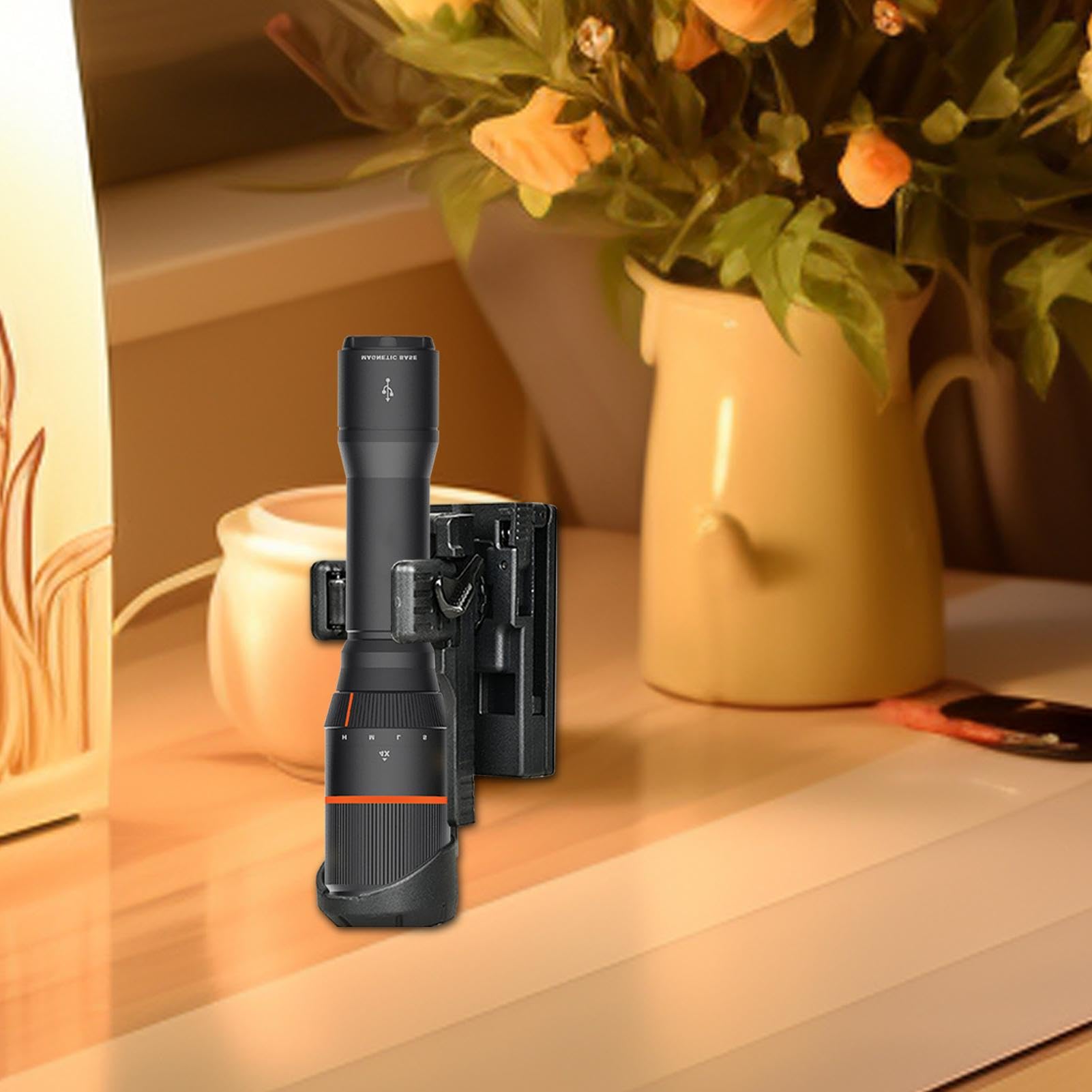 Fondina Da Cintura Per Torcia In Nylon, Supporto Girevole 360° A Sgancio Rapido, Per Cinture 1.2-2''