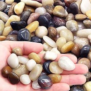 2.2LB Decorative Polished Pebbles for Plants, LONTOM Natural Mixed Color Pebbles, Plant Rocks, Aquarium Gravel, Fish Tank Rocks, Garden Rocks, Vase Fillers, Outdoor Decorative Stones