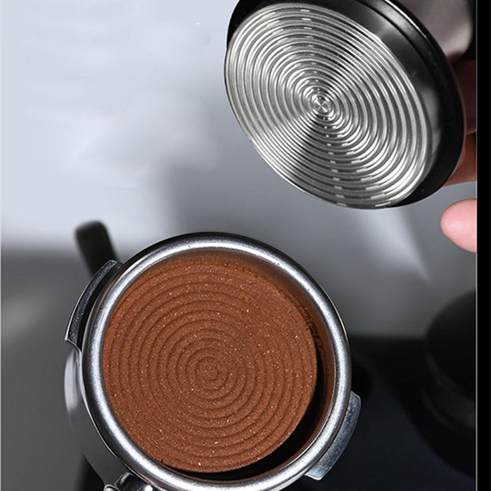 ASHATA 2.28in Pressacaffè Manico Ergonomico Antiscivolo Caffè
