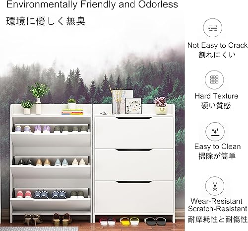 Miniatura 7 de Armario de zapatos delgado para entrada, armario de almacenamiento oculto de zapatos, armario organizador de zapatos estrecho con puertas, zapatero