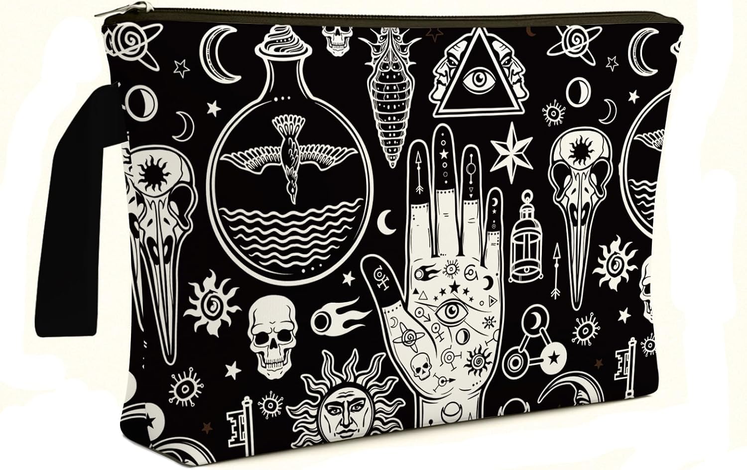 Goth Makeup Bag - Witchy Skull Canvas Makeup Bag, Witchy Themed Lover Gifts for Girls Women Mom, Cosmetic Travel Bags for Women